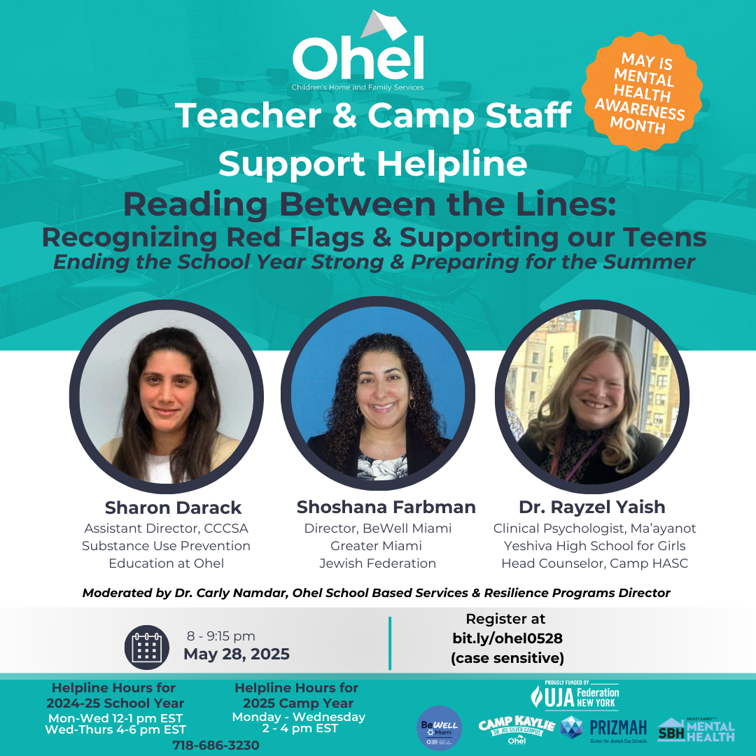 Reading Between The Lines: Recognizing Red Flags and Supporting Our Teens | Wednesday, May 28, 8-9:15 p.m.