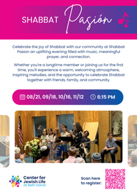 Shabbat Pasión at the Center for Jewish Life BD August