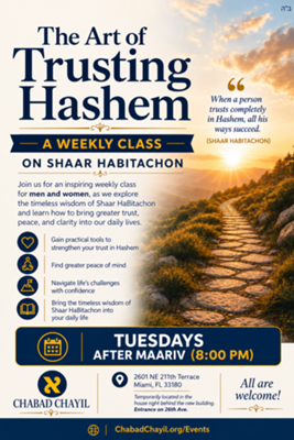 The Art of Trusting Hashem - Weekly Class on Shaar HaBitachon