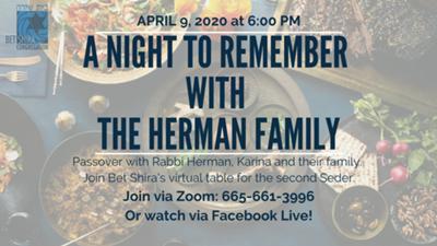 Virtual Passover with Bet Shira Congregation