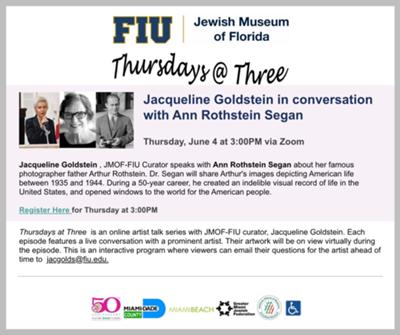 Thursdays at Three: Jacqueline Goldstein in Conversation with Ann Rothstein Segan