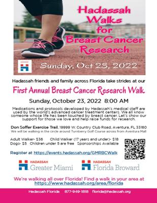 Hadassah Walks for Breast Cancer Research