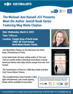 The Michael-Ann Russell JCC Presents Meet the Author Jewish Book Series Featuring Meg Waite Clayton