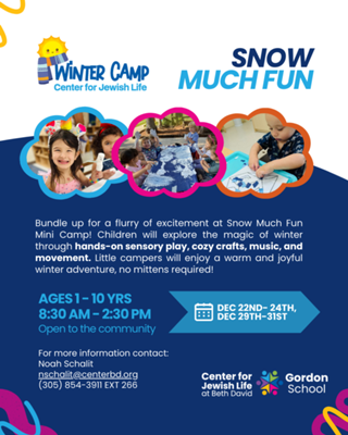 Snow Much Fun Winter Camp at Center for Jewish Life BD