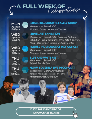 Michael-Ann Russell JCC Full-Week Celebration Program Starting Monday, April 28